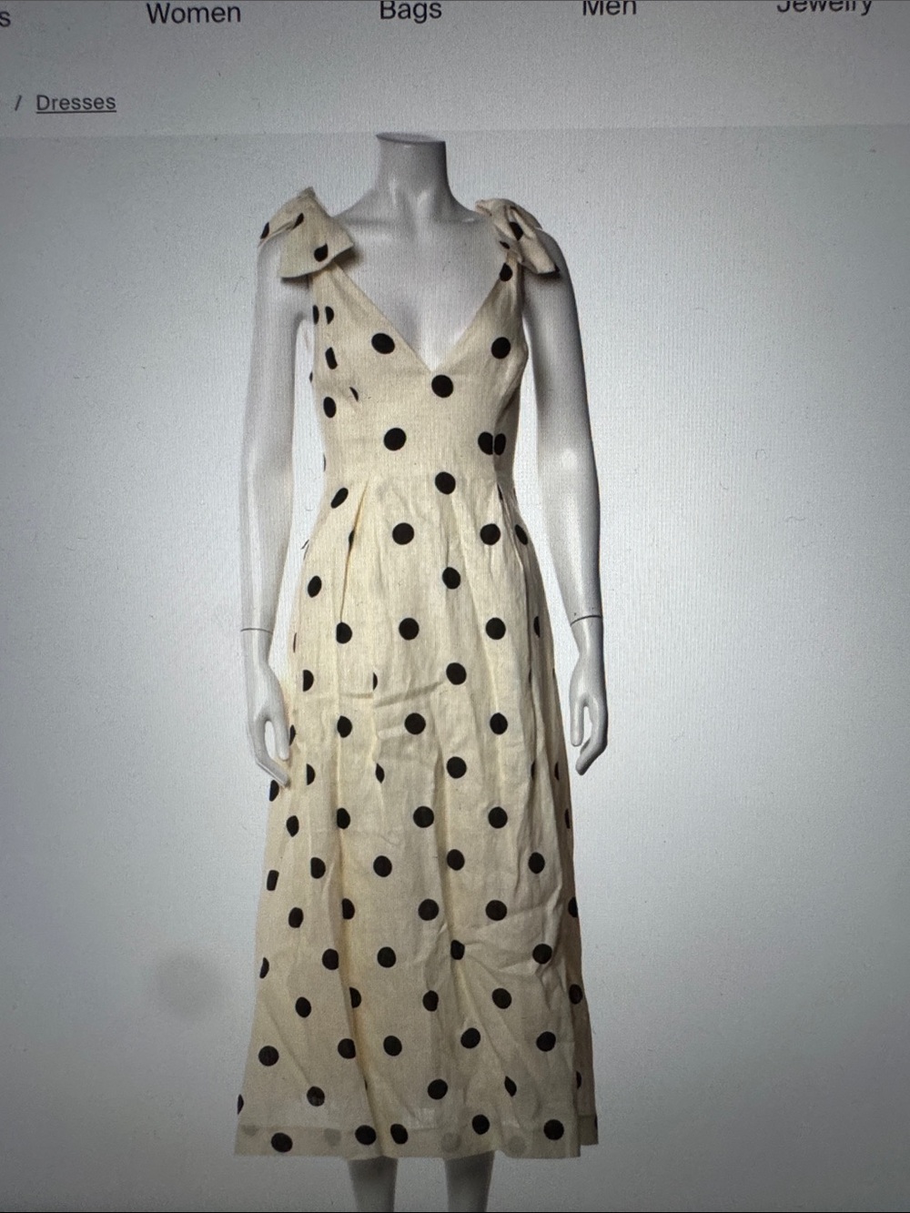 Zimmermann Ivory Cordage Dress with Black Polka Dots